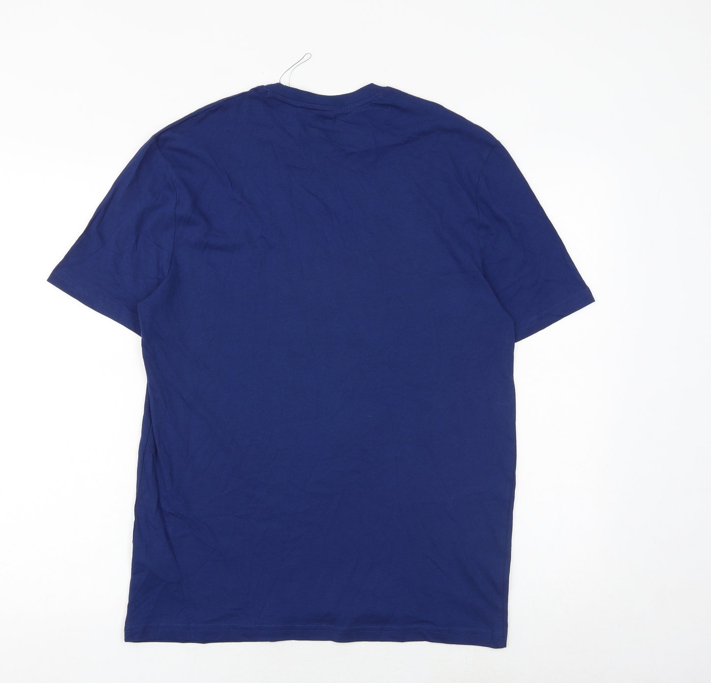 Marks and Spencer Mens Blue Cotton T-Shirt Size S Round Neck - Father Christmas Ho Ho Ho