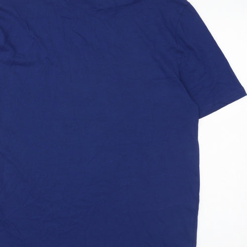 Marks and Spencer Mens Blue Cotton T-Shirt Size S Round Neck - Father Christmas Ho Ho Ho
