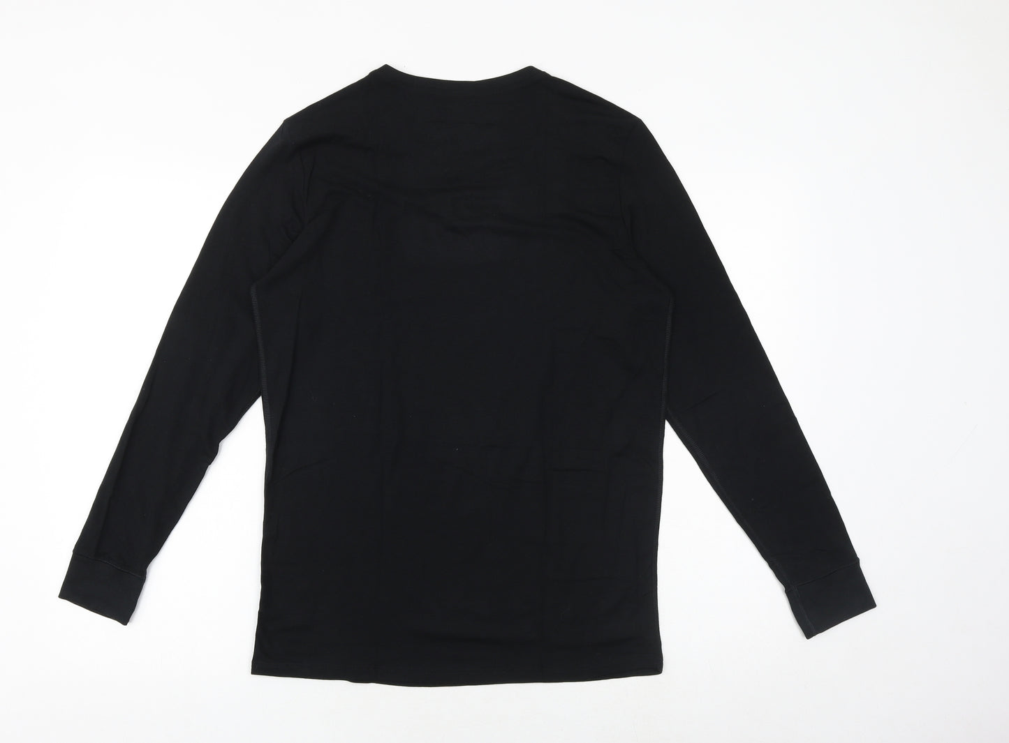 Marks and Spencer Mens Black Polyester T-Shirt Size M Round Neck