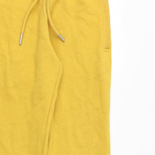 Superdry Womens Yellow Cotton Jogger Trousers Size 28 in Regular Drawstring