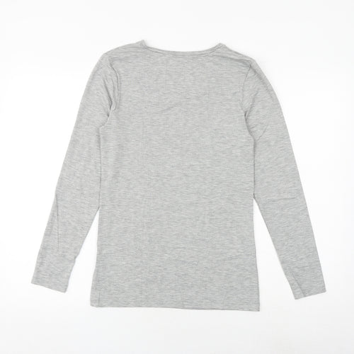 Heatgen Womens Grey Acrylic Basic T-Shirt Size 16 Round Neck