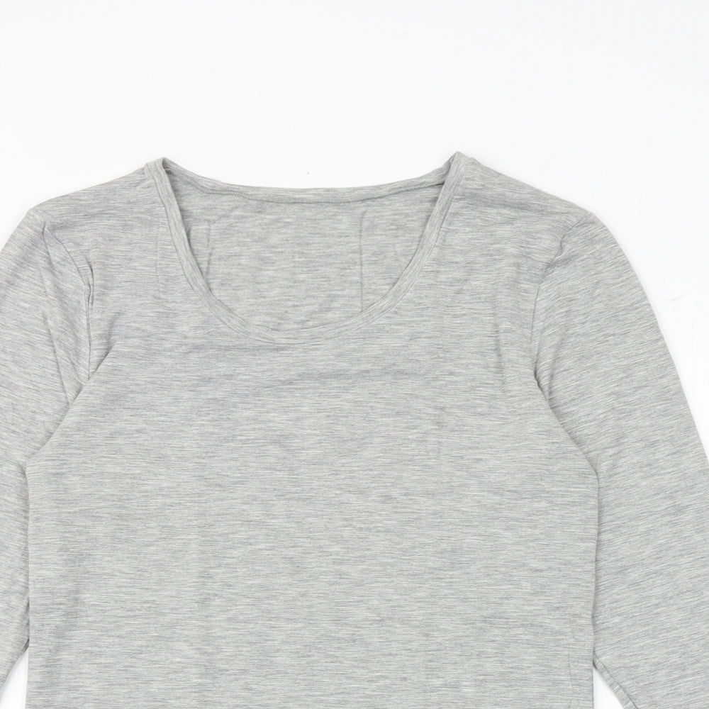 Heatgen Womens Grey Acrylic Basic T-Shirt Size 16 Round Neck