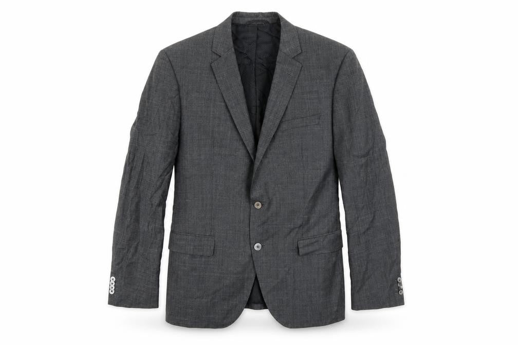 Front view of BOSS men’s grey cotton jacket suit jacket, size 44, regular
