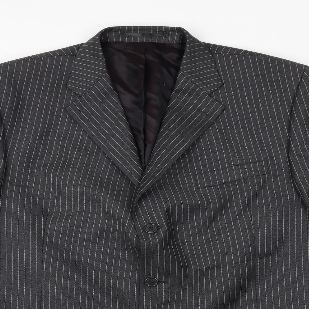 Chester Barrie Mens Grey Striped Wool Jacket Suit Jacket Size 46 Regular