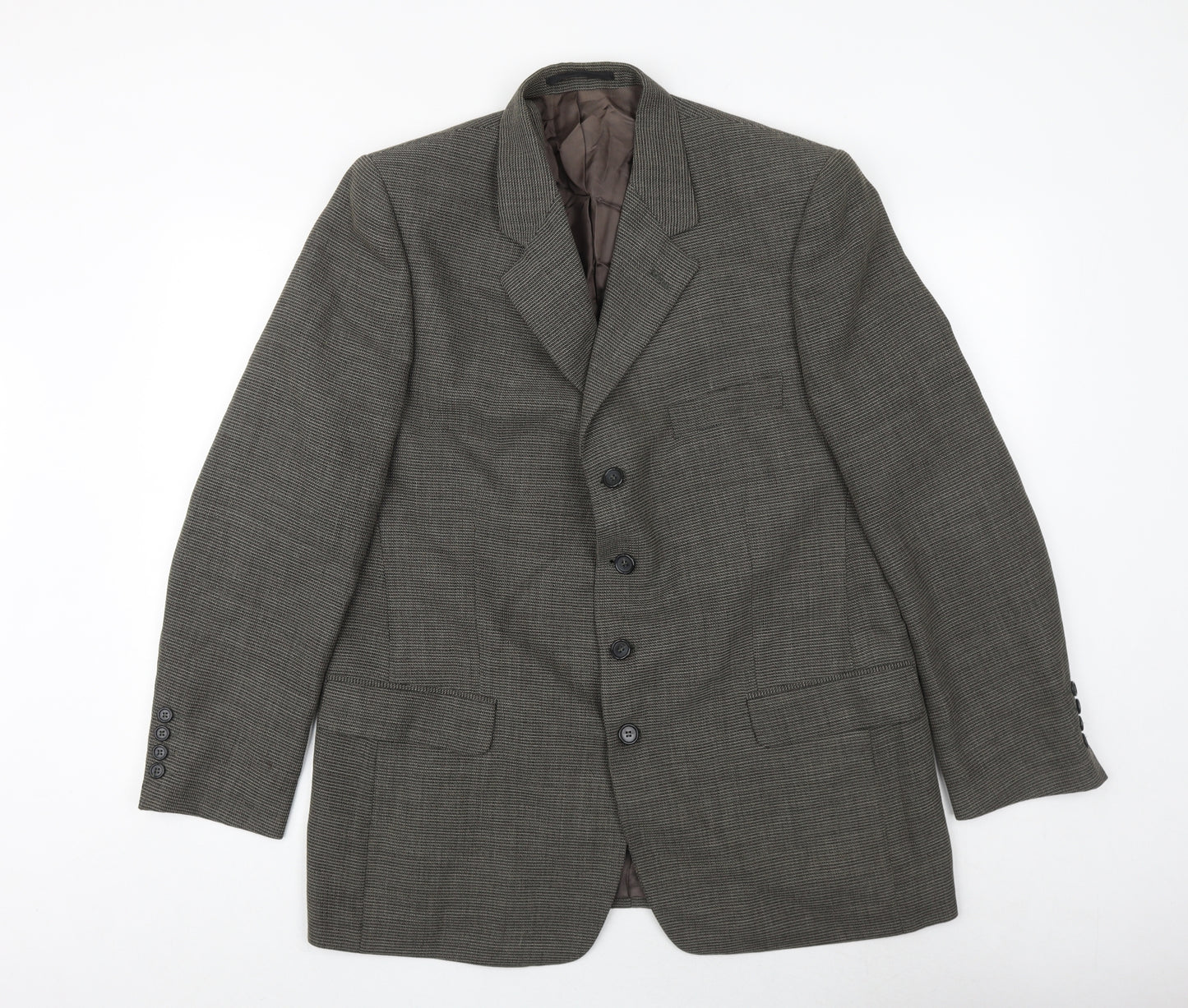 gianni ravanetti Mens Grey Geometric Polyester Jacket Suit Jacket Size 44 Regular