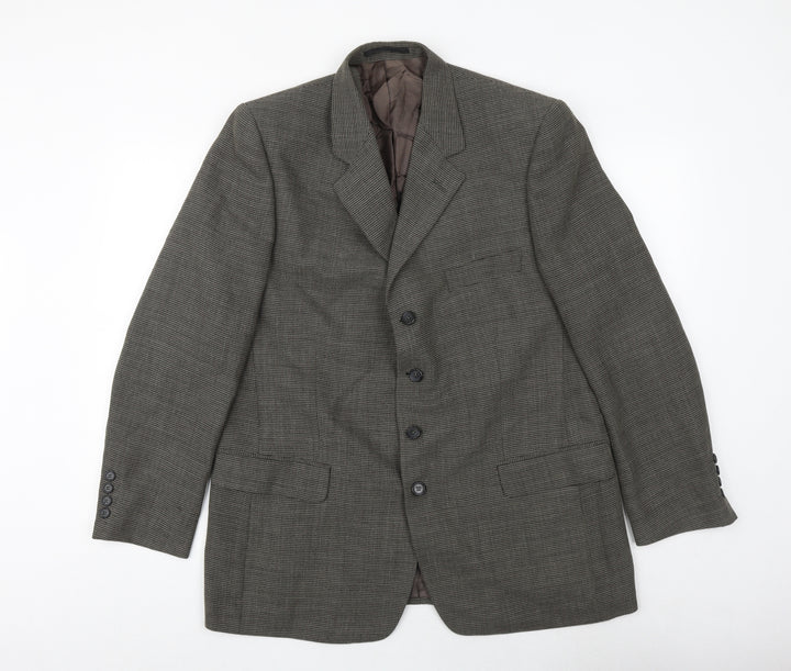 gianni ravanetti Mens Grey Geometric Polyester Jacket Suit Jacket Size 44 Regular