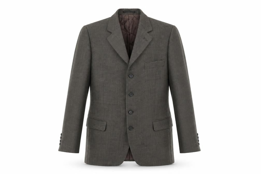 Front view of gianni ravanetti men’s grey geometric polyester jacket suit jacket, size 44, regular