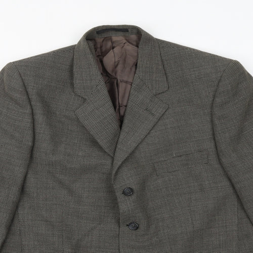 gianni ravanetti Mens Grey Geometric Polyester Jacket Suit Jacket Size 44 Regular