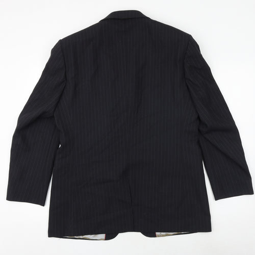 Burton Mens Blue Striped Wool Jacket Suit Jacket Size 40 Regular