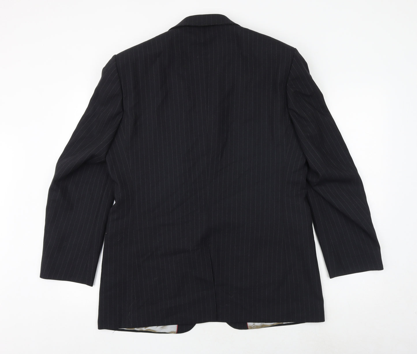 Burton Mens Blue Striped Wool Jacket Suit Jacket Size 40 Regular
