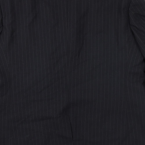 Burton Mens Blue Striped Wool Jacket Suit Jacket Size 40 Regular
