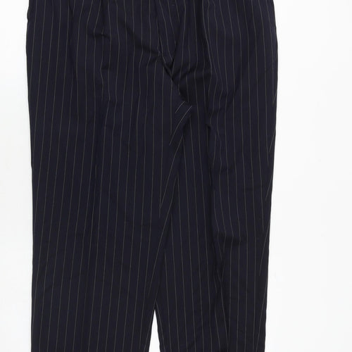 Jaeger Mens Blue Striped Polyester Trousers Size 38 in Regular Zip