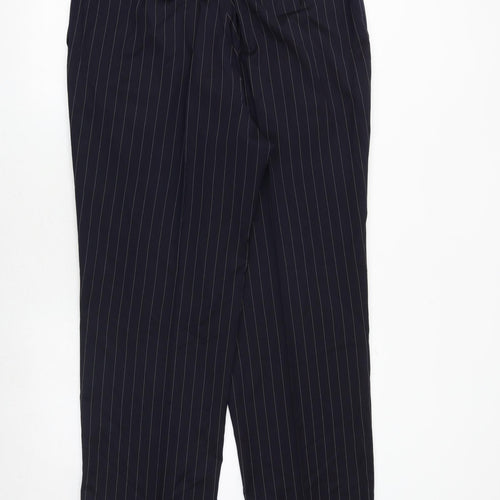 Jaeger Mens Blue Striped Polyester Trousers Size 38 in Regular Zip