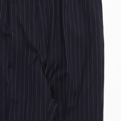 Jaeger Mens Blue Striped Polyester Trousers Size 38 in Regular Zip