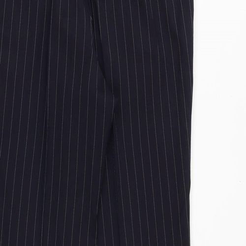 Jaeger Mens Blue Striped Polyester Trousers Size 38 in Regular Zip