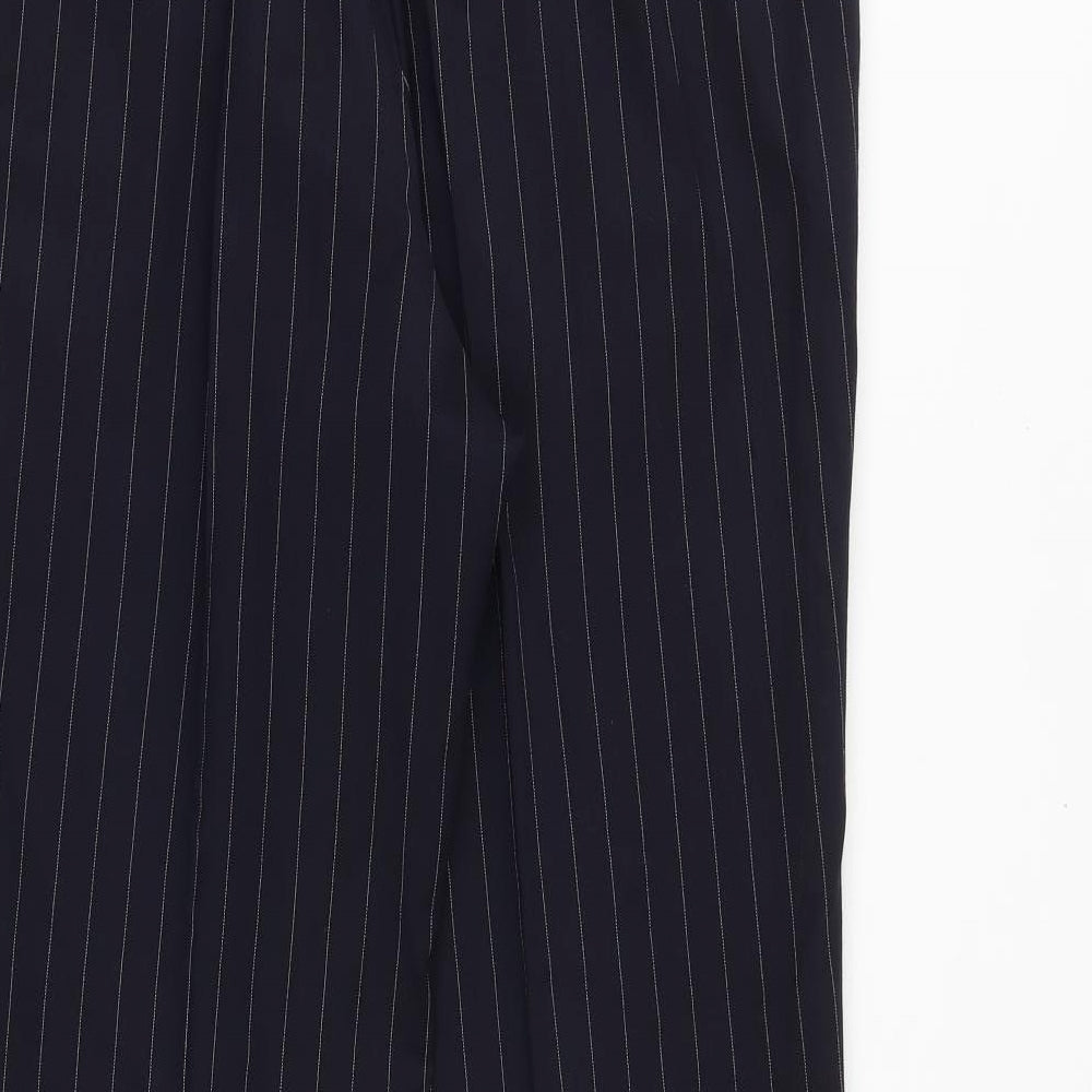 Jaeger Mens Blue Striped Polyester Trousers Size 38 in Regular Zip