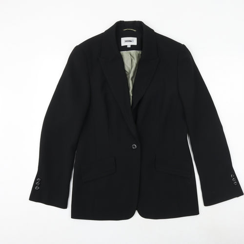 NEXT Womens Black Polyester Jacket Suit Jacket Size 12 Button