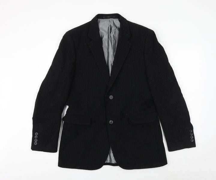 Avenue Mens Black Wool Jacket Suit Jacket Size 38 Regular