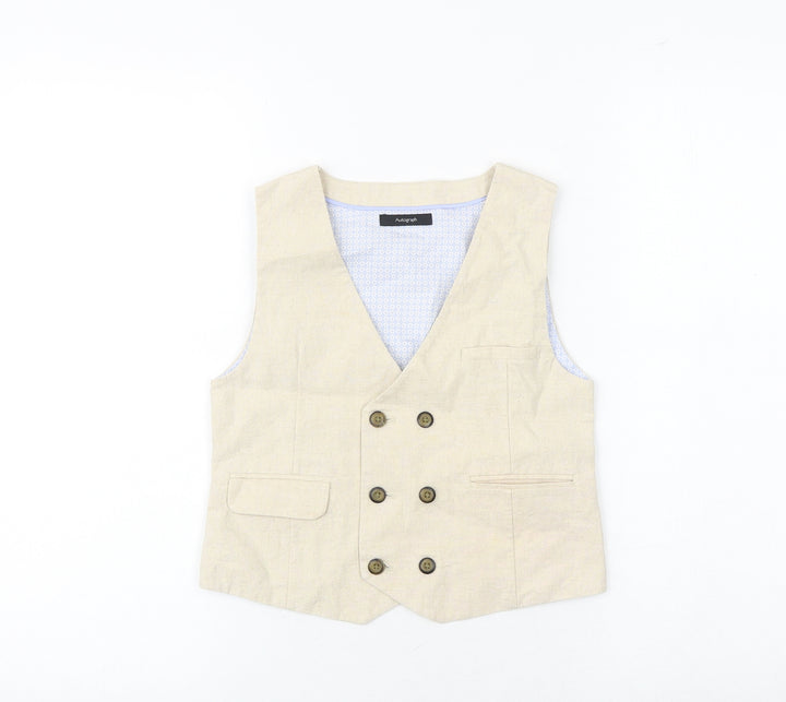 Autograph Boys Beige Jacket Waistcoat Size 6-7 Years Button