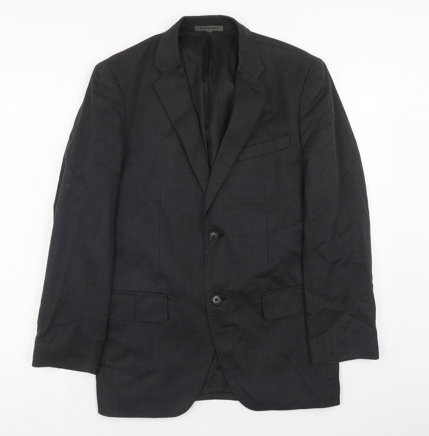 Wool Collection Mens Grey Wool Jacket Suit Jacket Size S Regular