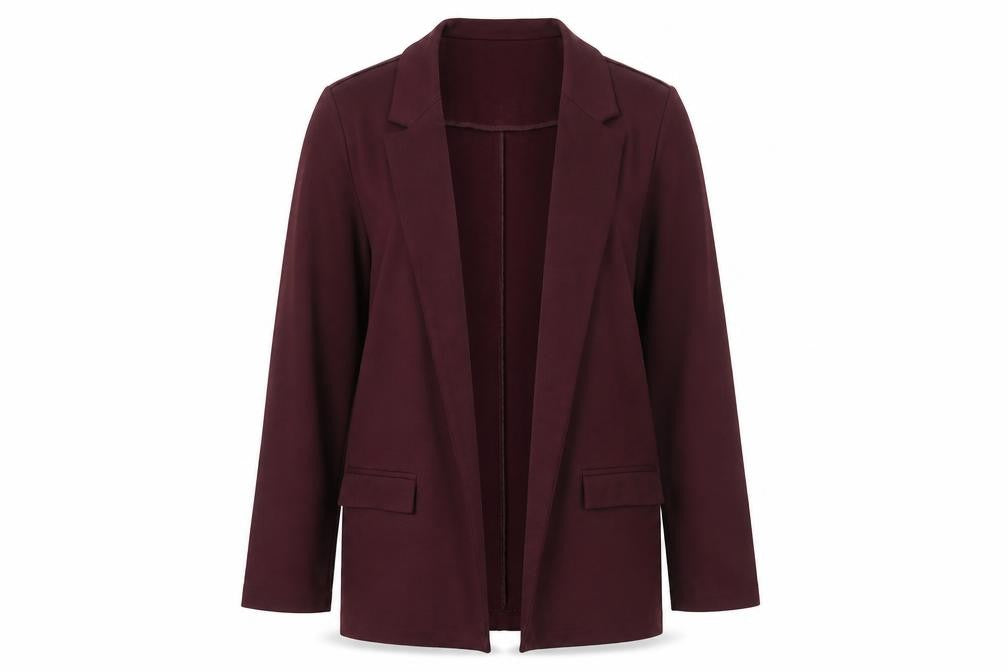 Front view of New Look women’s red kimono jacket, size UK 10, snap
