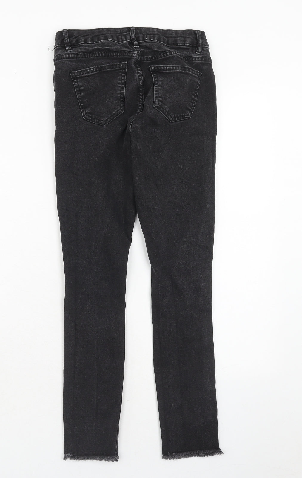 New Look Girls Black Cotton Skinny Jeans Size 12 Years Regular Zip - Distressed