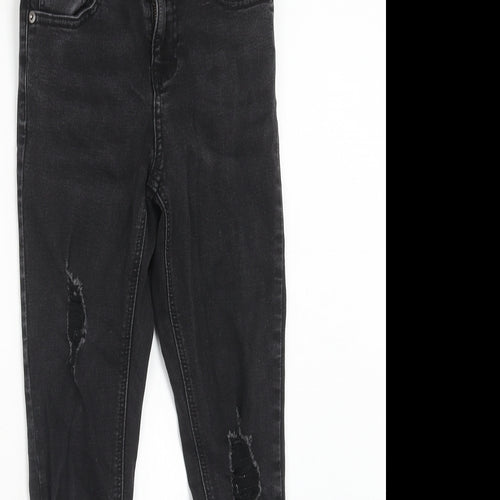 New Look Girls Black Cotton Skinny Jeans Size 12 Years Regular Zip - Distressed