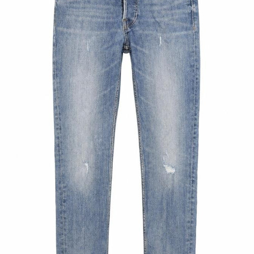 H&M Mens Blue Cotton Skinny Jeans Size 28 in Slim Button