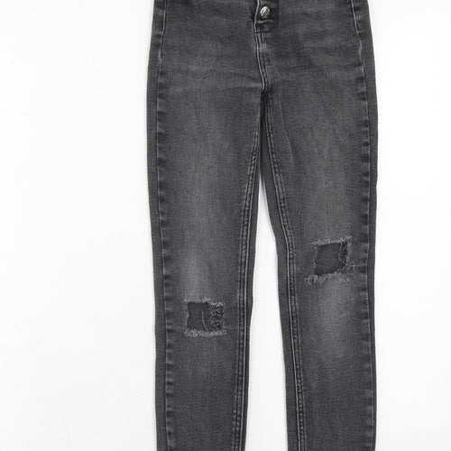 River Island Womens Grey Cotton Skinny Jeans Size 8 Regular Button