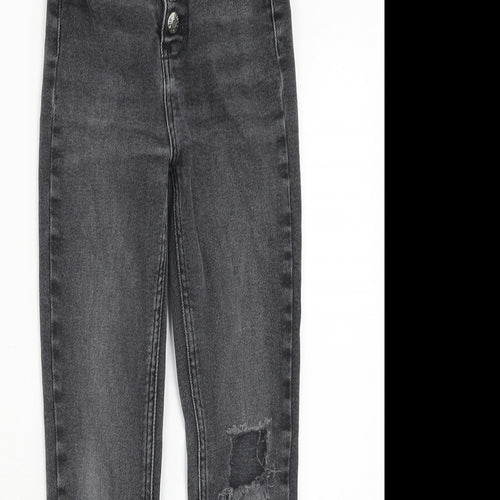 River Island Womens Grey Cotton Skinny Jeans Size 8 Regular Button