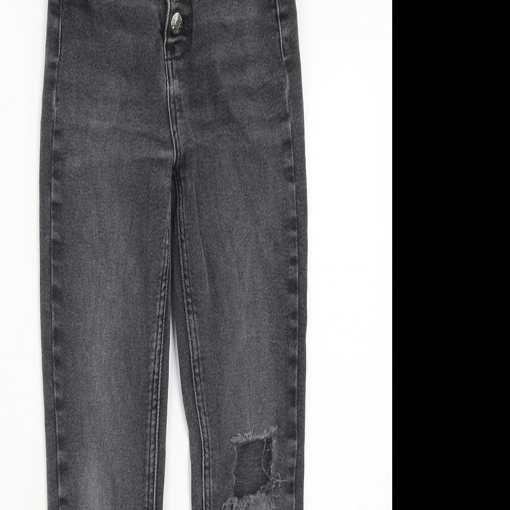 River Island Womens Grey Cotton Skinny Jeans Size 8 Regular Button