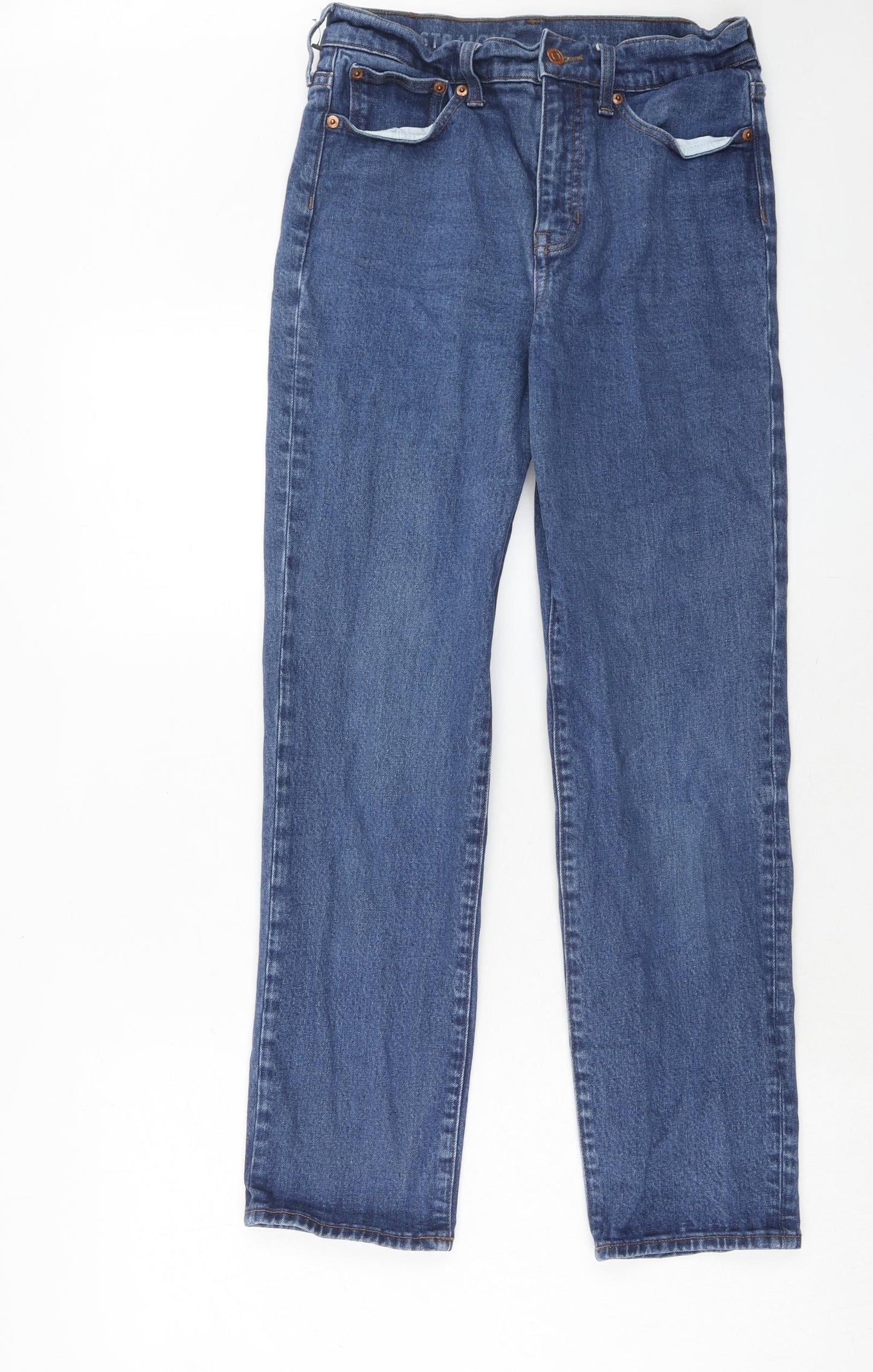 J.CREW Womens Blue Cotton Straight Jeans Size 27 in Regular Zip