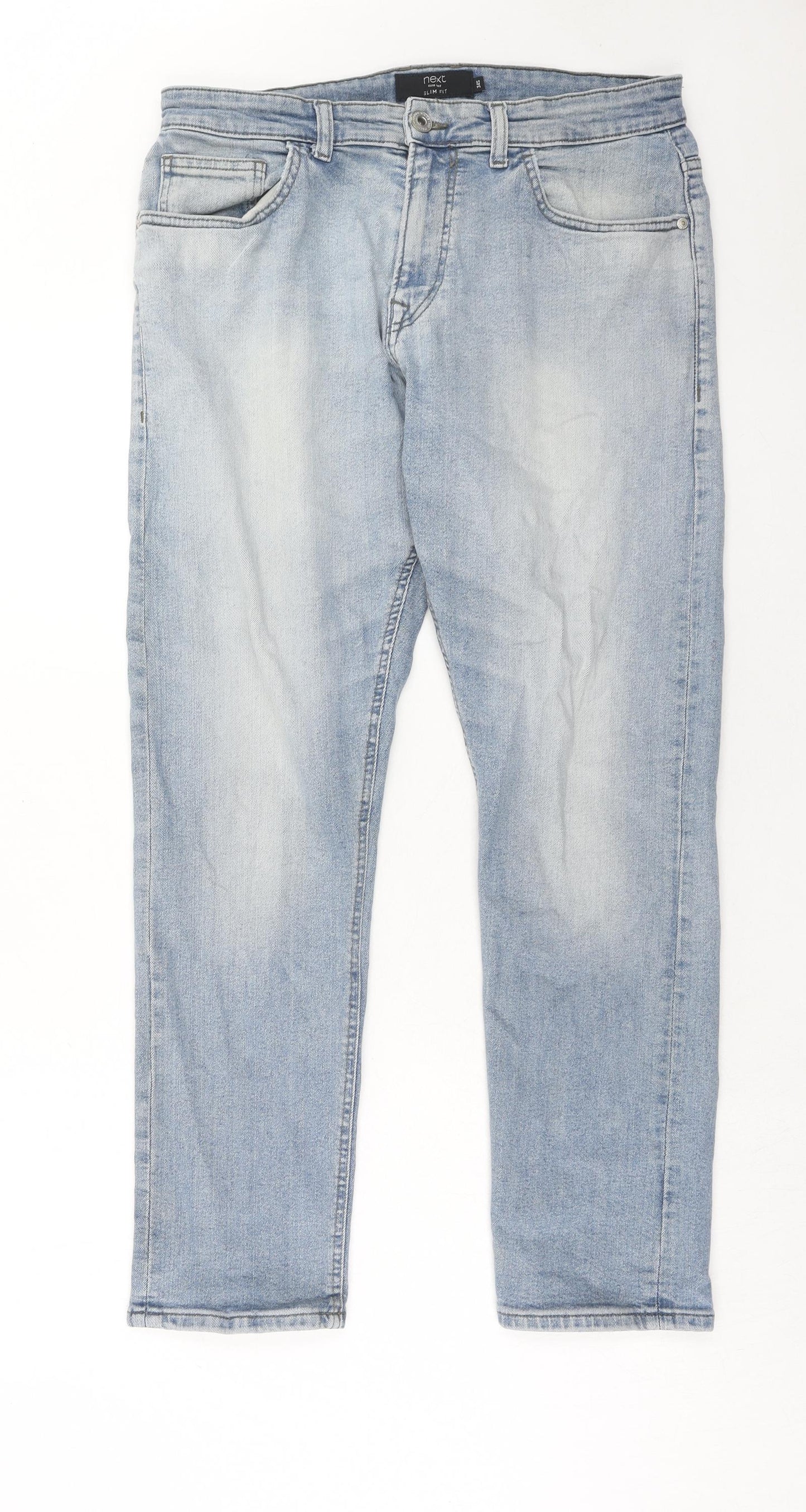 NEXT Mens Blue Cotton Straight Jeans Size 34 in L29 in Slim Zip