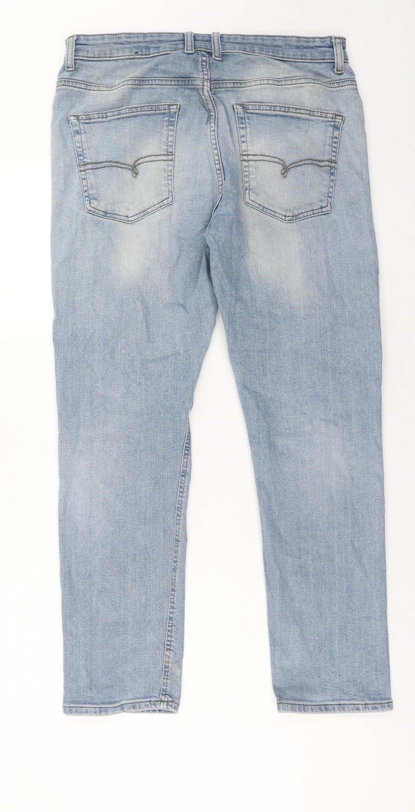 NEXT Mens Blue Cotton Straight Jeans Size 34 in L29 in Slim Zip