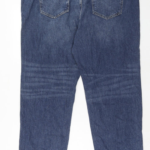 Marks and Spencer Womens Blue Cotton Straight Jeans Size 22 Regular Zip