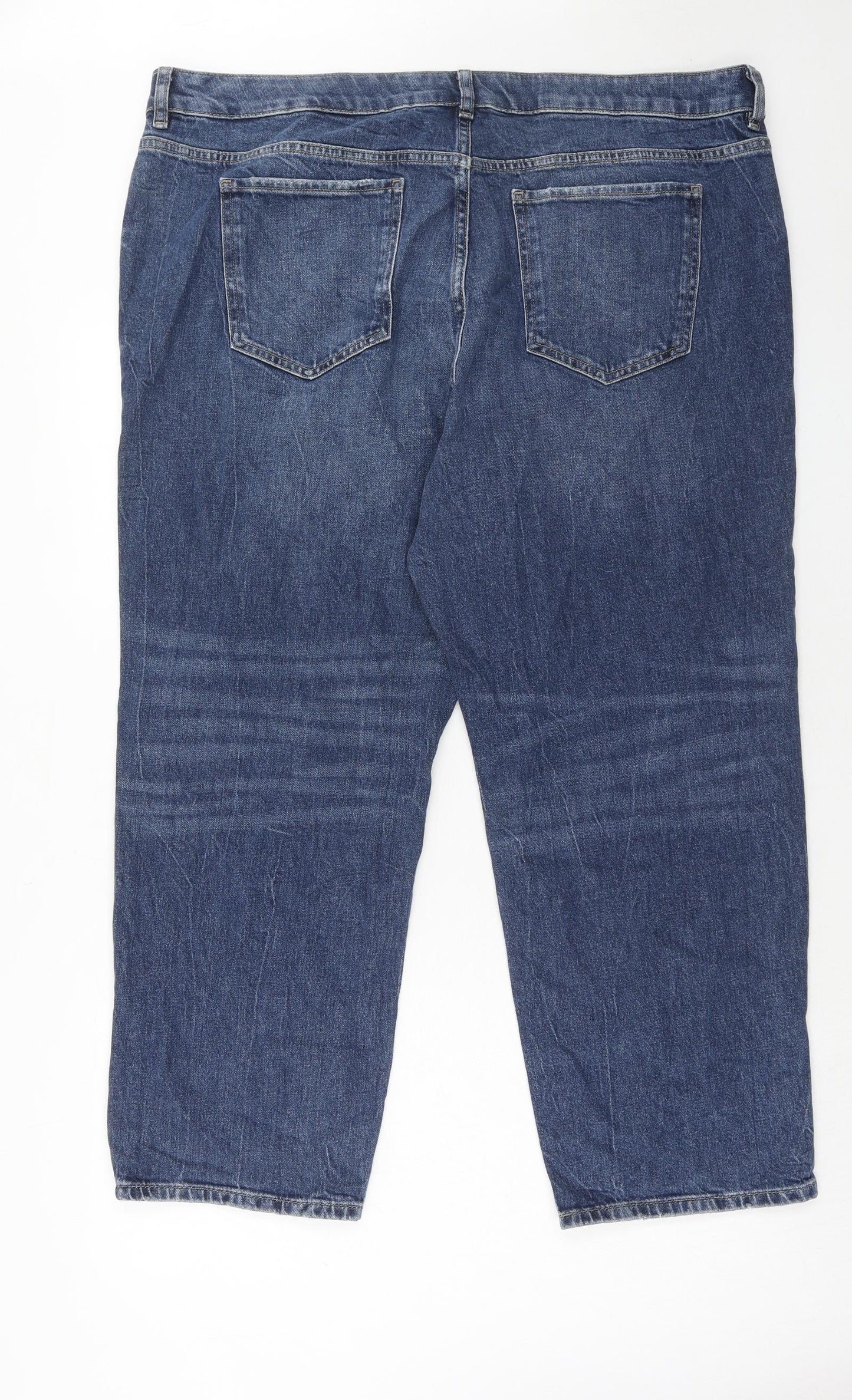Marks and Spencer Womens Blue Cotton Straight Jeans Size 22 Regular Zip