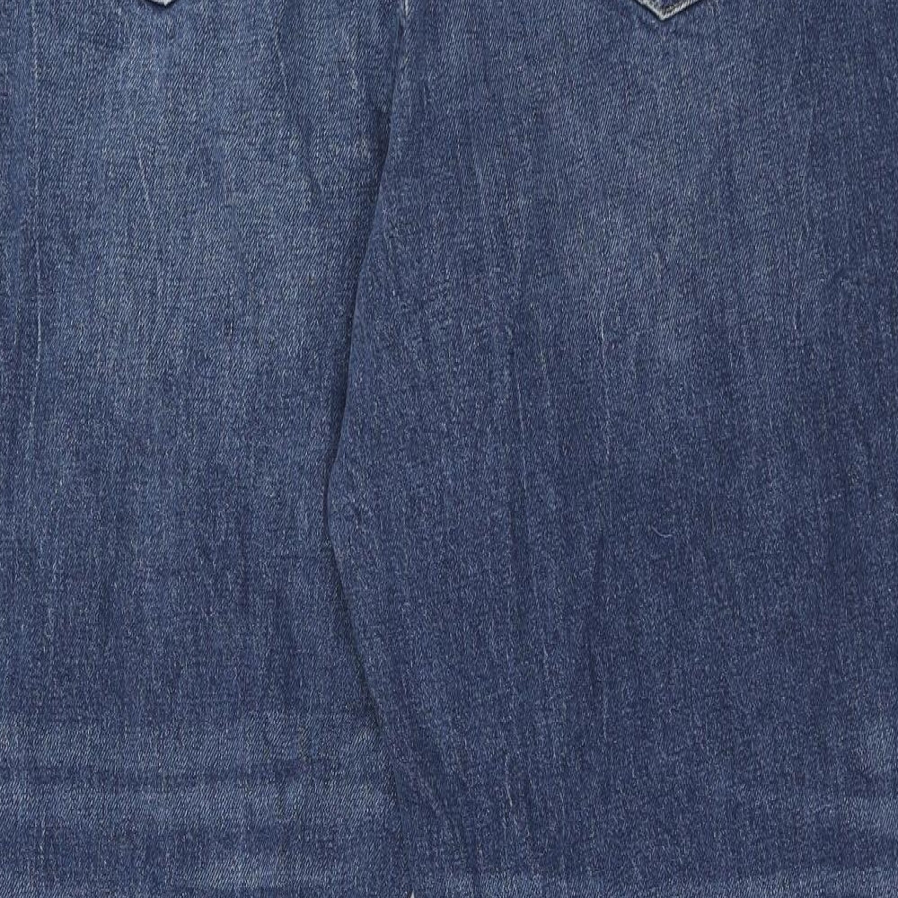 Marks and Spencer Womens Blue Cotton Straight Jeans Size 22 Regular Zip