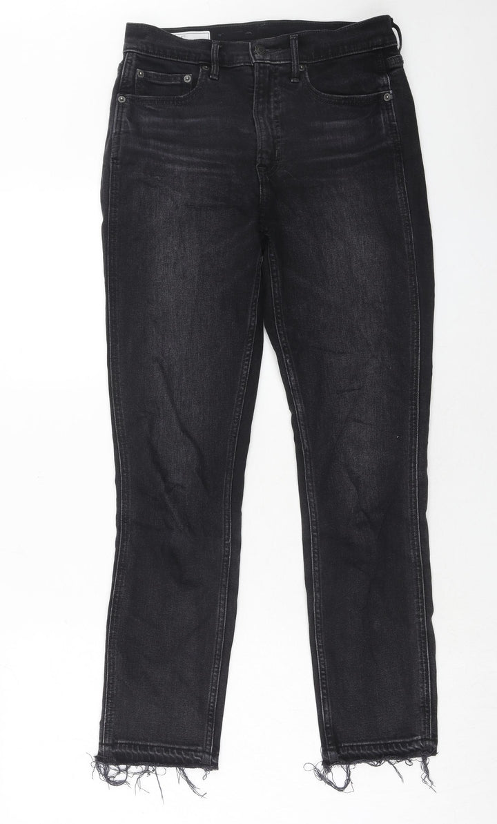 Gap Womens Black Cotton Skinny Jeans Size 27 in Regular Zip - Frayed Hem