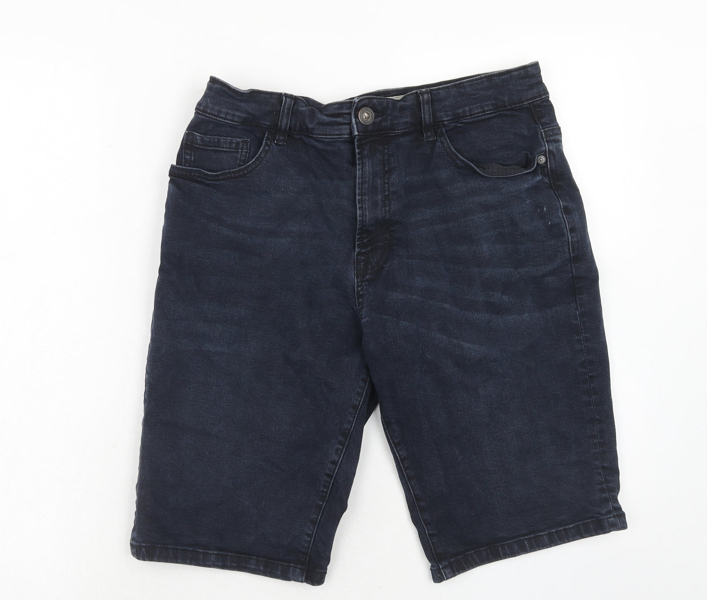 NEXT Mens Blue Cotton Chino Shorts Size 32 in Regular Zip