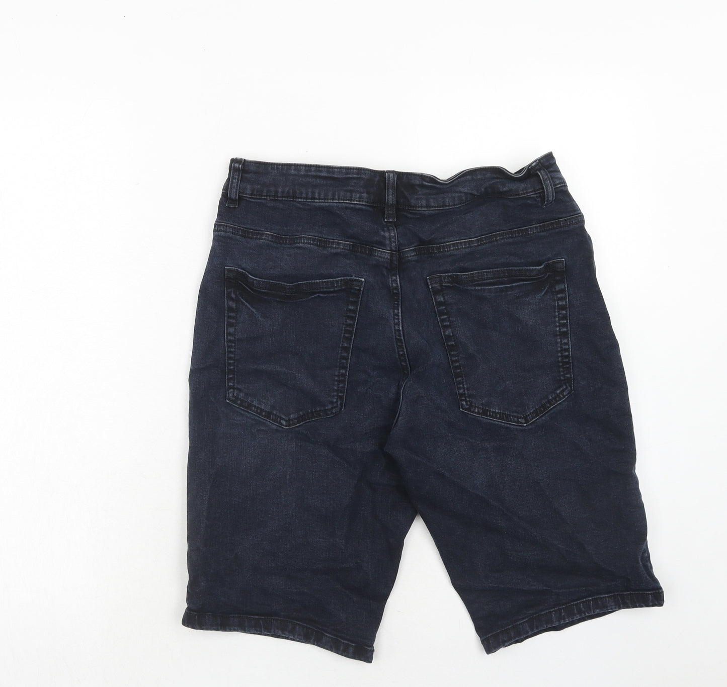 NEXT Mens Blue Cotton Chino Shorts Size 32 in Regular Zip