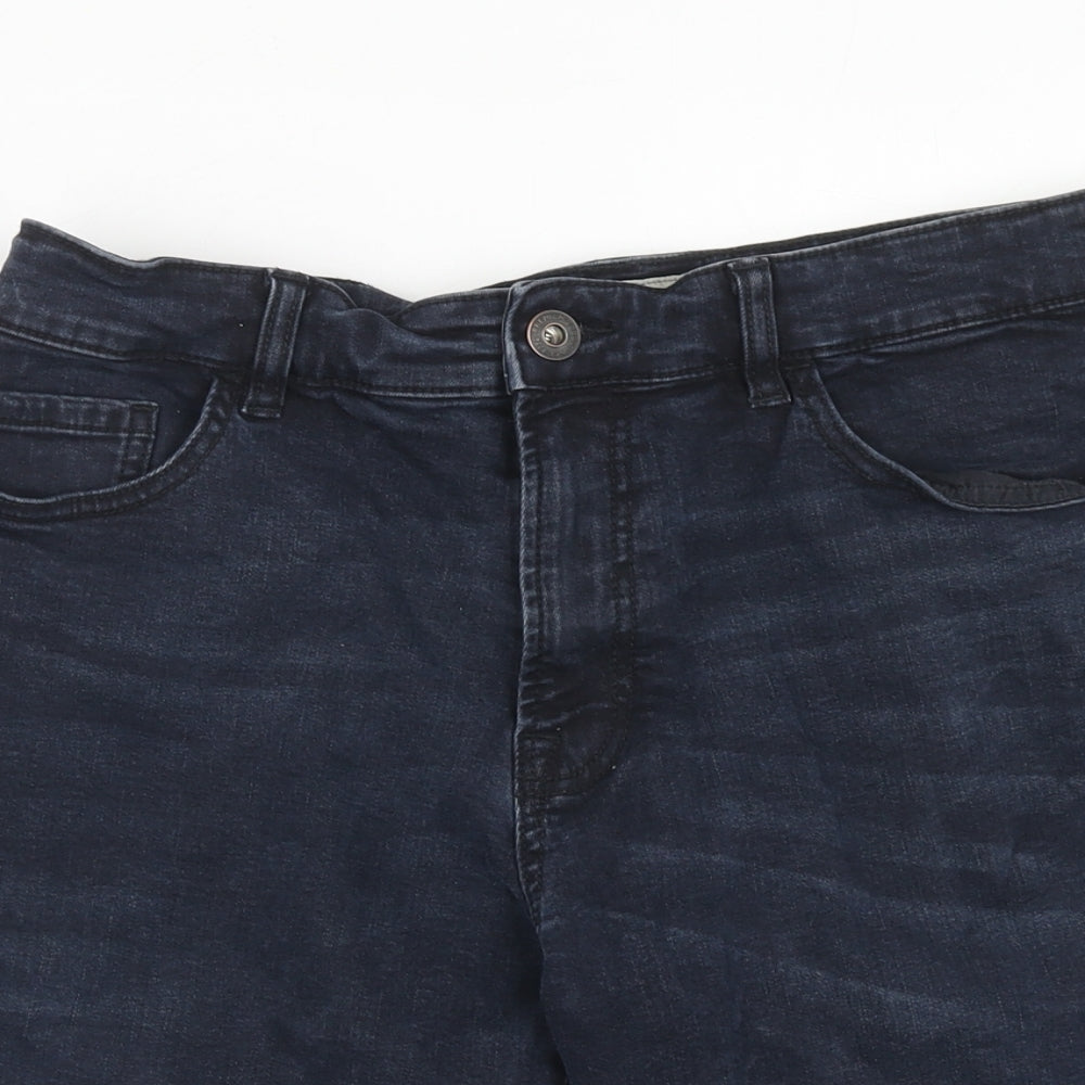 NEXT Mens Blue Cotton Chino Shorts Size 32 in Regular Zip
