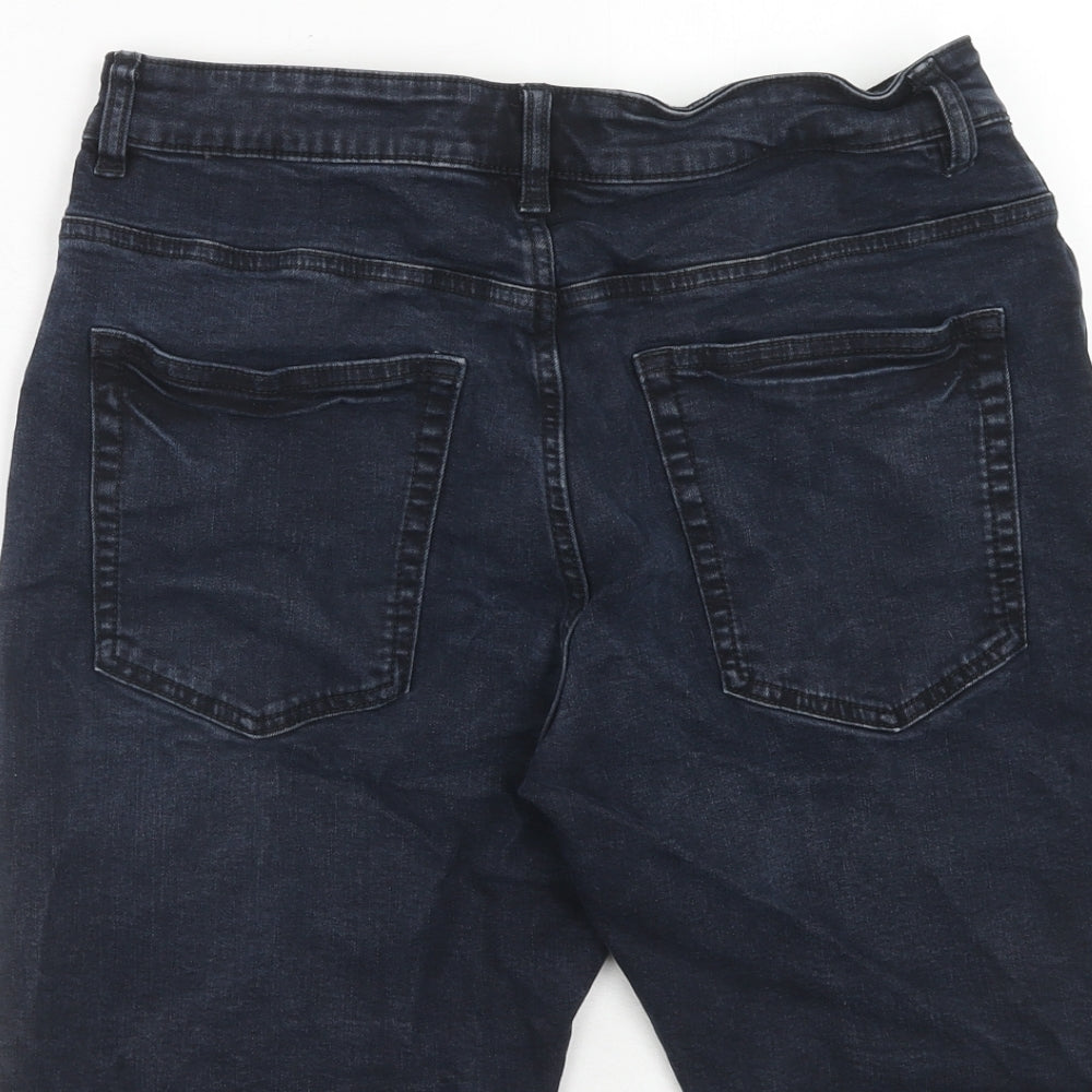 NEXT Mens Blue Cotton Chino Shorts Size 32 in Regular Zip