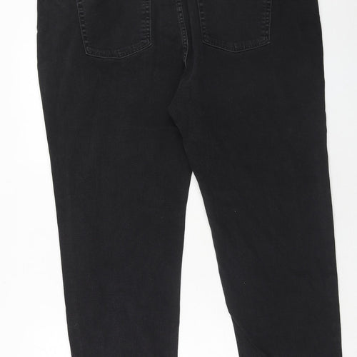 Marks and Spencer Womens Black Cotton Straight Jeans Size 24 Regular Zip - Embellished