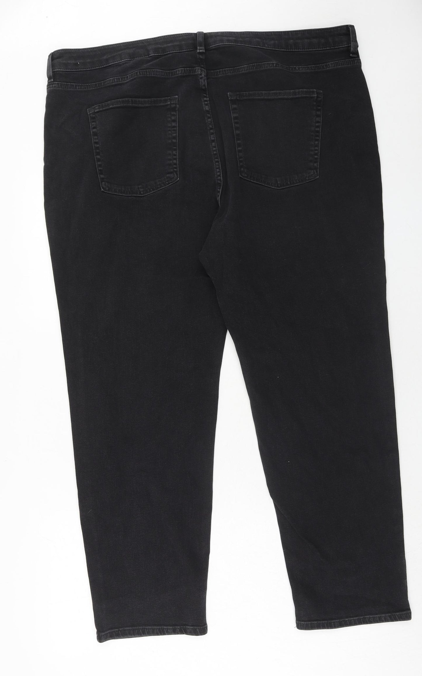 Marks and Spencer Womens Black Cotton Straight Jeans Size 24 Regular Zip - Embellished