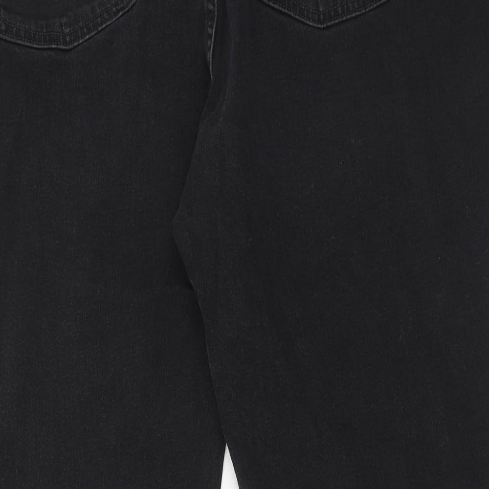 Marks and Spencer Womens Black Cotton Straight Jeans Size 24 Regular Zip - Embellished