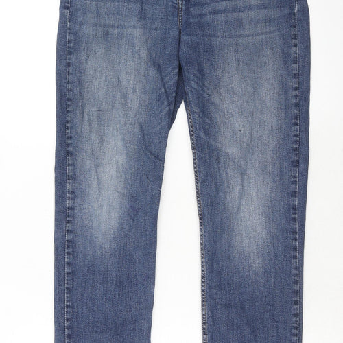 H&M Girls Blue Cotton Straight Jeans Size 14-15 Years Regular Zip