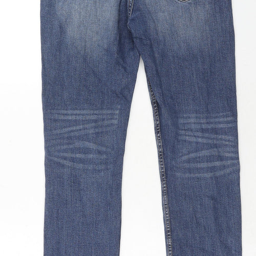 H&M Girls Blue Cotton Straight Jeans Size 14-15 Years Regular Zip