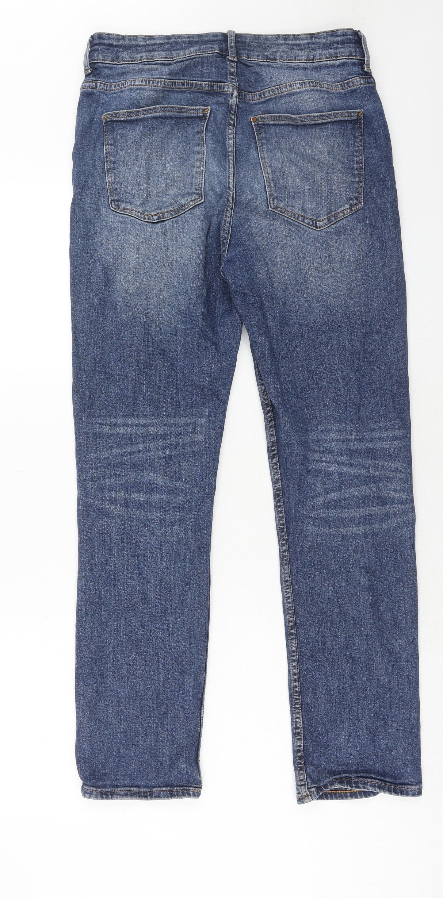 H&M Girls Blue Cotton Straight Jeans Size 14-15 Years Regular Zip