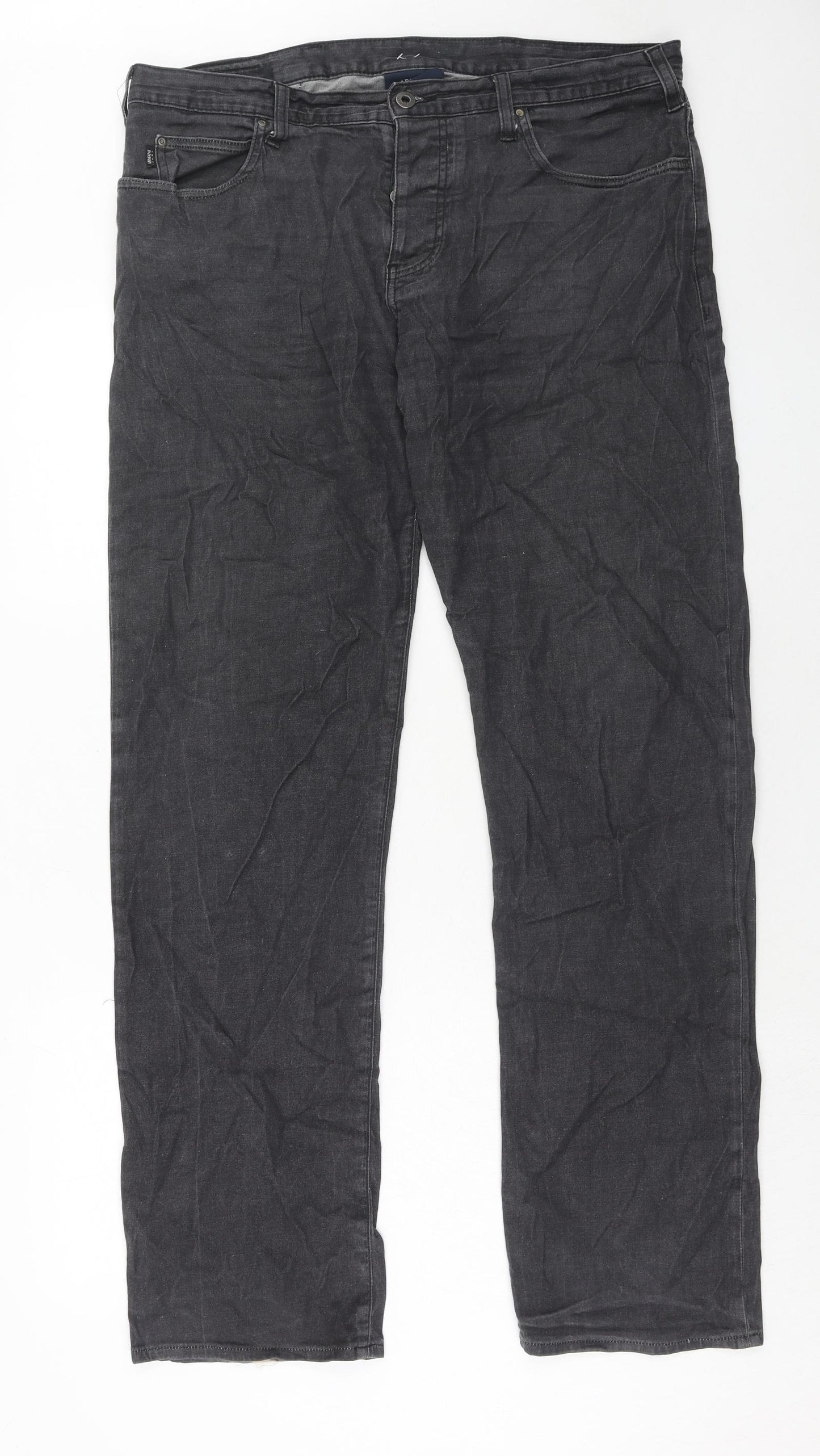 ARMANI Mens Grey Cotton Straight Jeans Size 36 in L34 in Regular Button