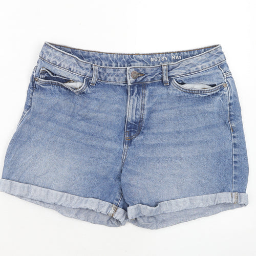 Noisy may Womens Blue Cotton Boyfriend Shorts Size L Regular Zip